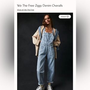 Free People We The Free Bleu Moon Ziggy Overalls, Size S